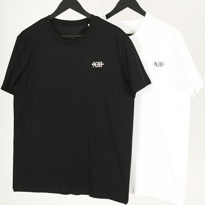 Black MTAN mental health awareness tee hanging on a hanger, front view with yin and yang design